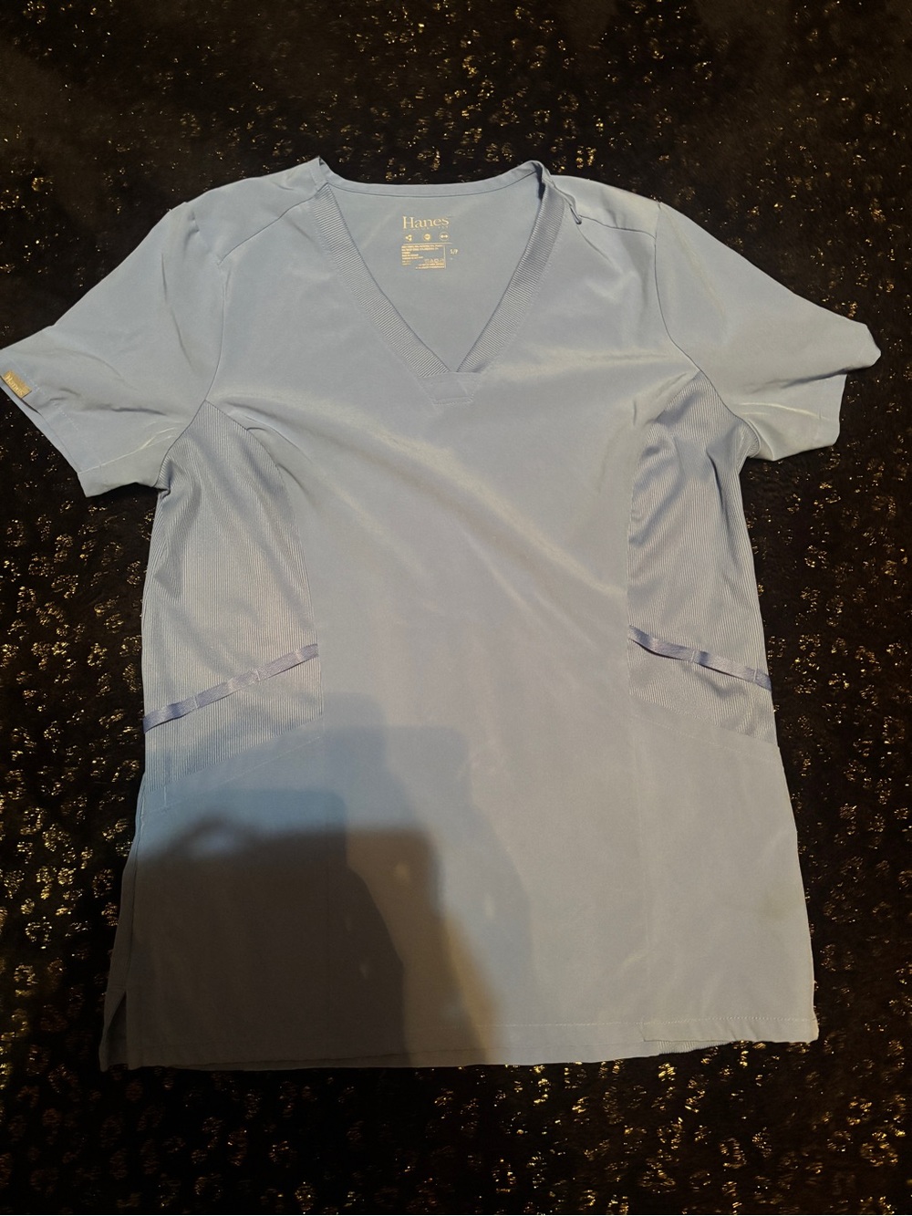 Hanes Light Blue V-Neck Scrub Top